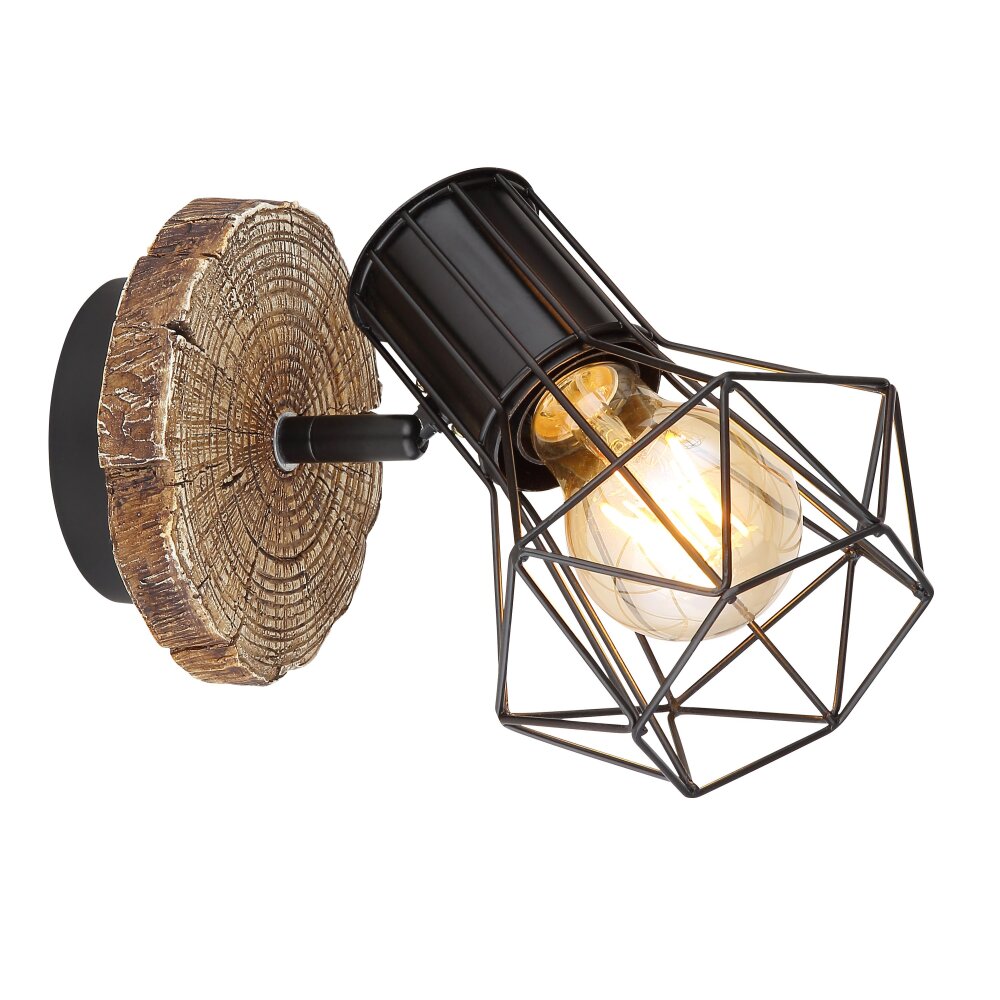 Globo PRISKA Aplique Color madera, Negro, 1 luz main product photo