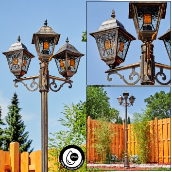 Halla Poste de Jardín Marrón, dorado, Negro, 3 luces