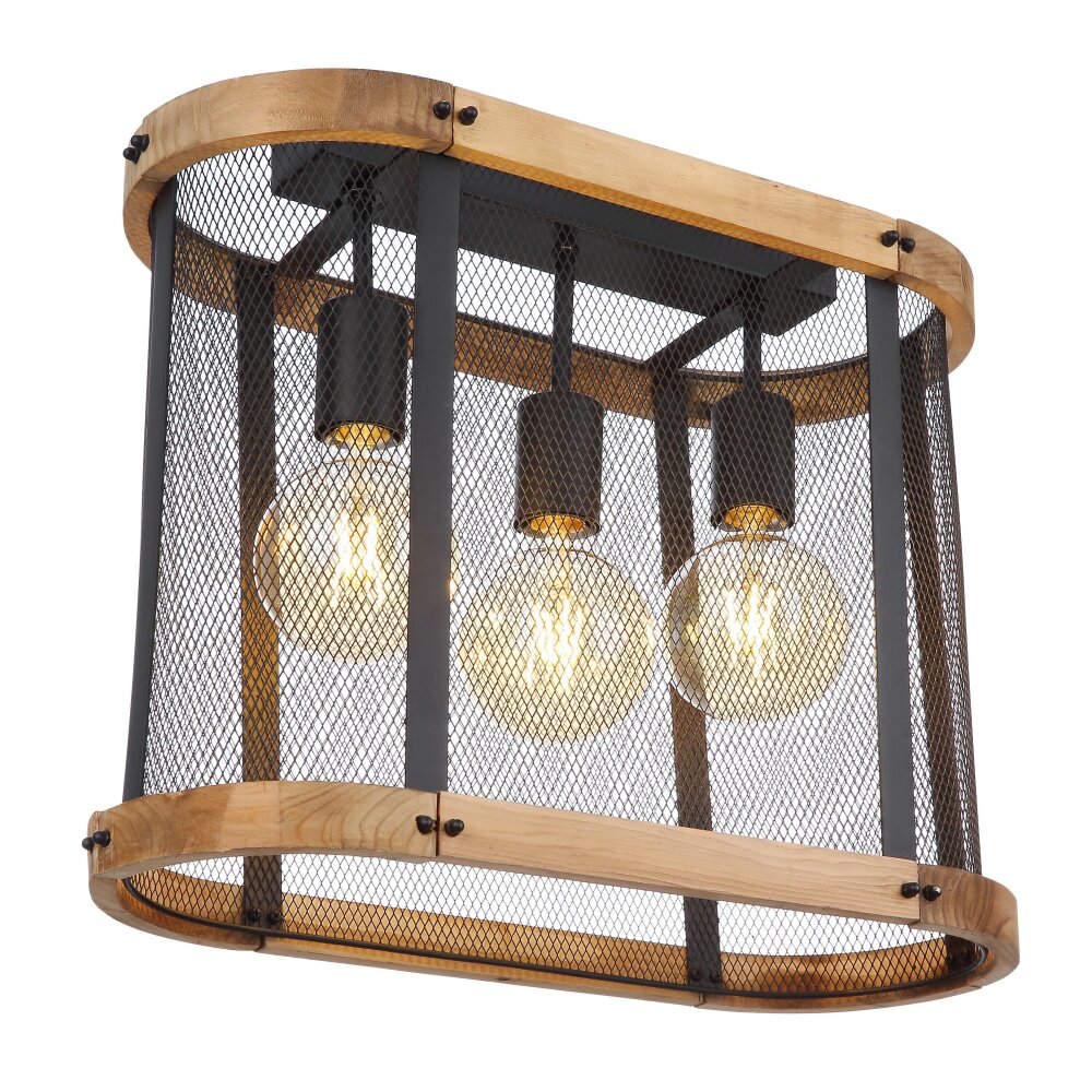 Globo JEANIE Lámpara de Techo Madera oscura, Negro, 3 luces main product photo