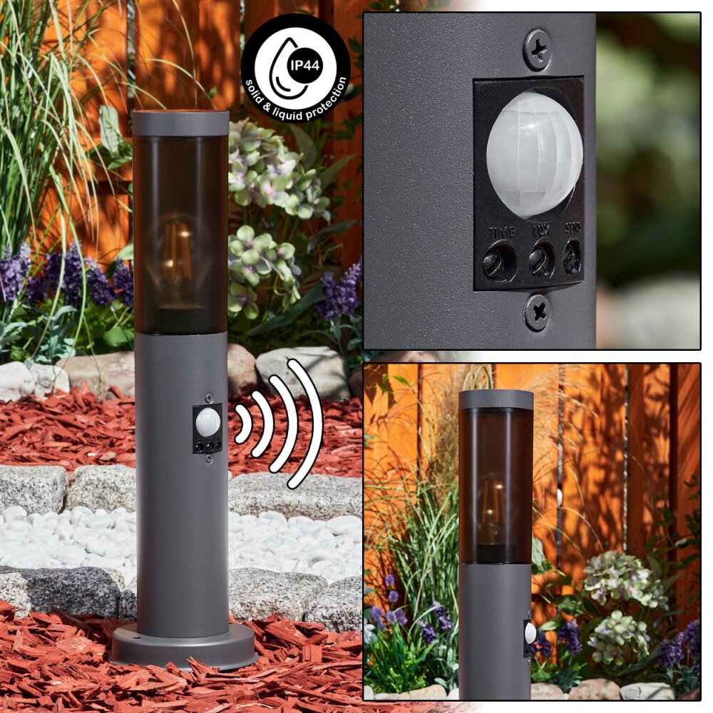 Gaborone Poste de Jardín Antracita, 1 luz, Sensor de movimiento main product photo