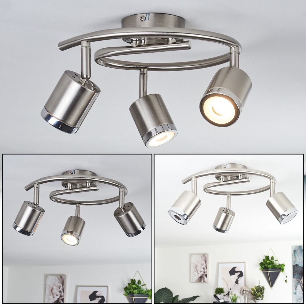 Autilla Lámpara de Techo LED Níquel-mate, Blanca, 3 luces main product photo