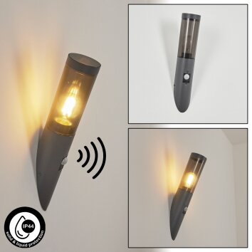 Gaborone Aplique para exterior Antracita, 1 luz, Sensor de movimiento