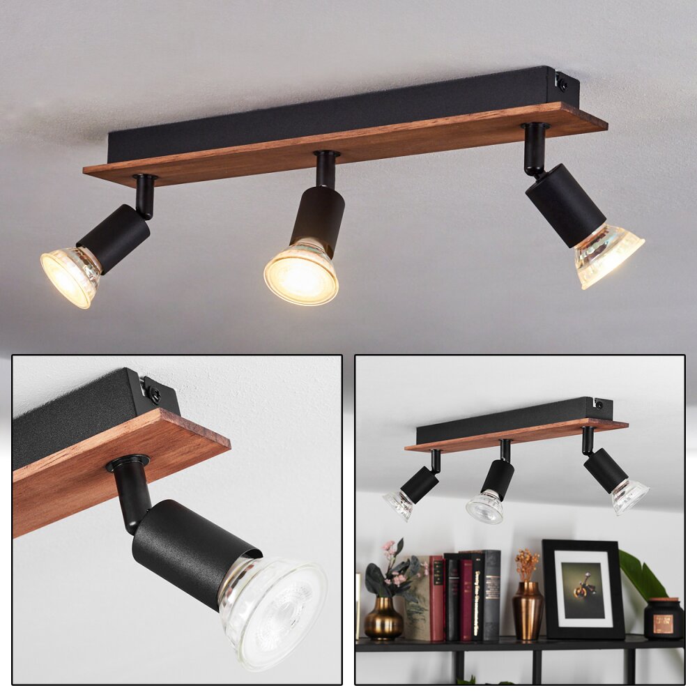 Castillo Lámpara de Techo Madera oscura, Negro, 3 luces main product photo