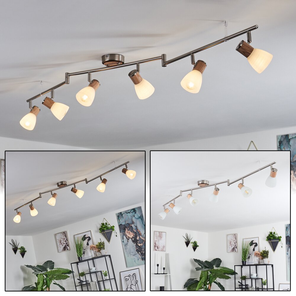 Icalma Lámpara de Techo Madera clara, Níquel-mate, 6 luces main product photo