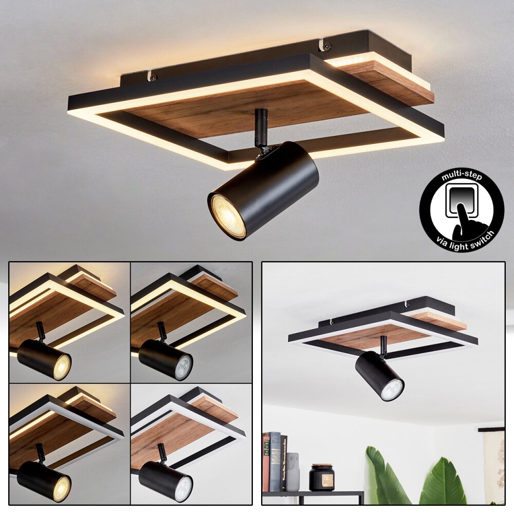 Sequeira Lámpara de Techo LED Madera clara, Color madera, Negro, 2 luces main product photo