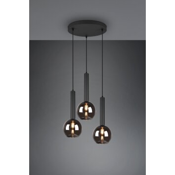 Trio Clayton Lámpara Colgante Negro, 3 luces