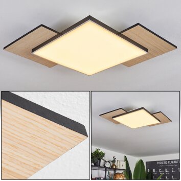 Barullu Lámpara de Techo LED Madera clara, Negro, Blanca, 1 luz Barullu Lámpara de Techo LED Madera clara, Negro, Blanca, 1 luz