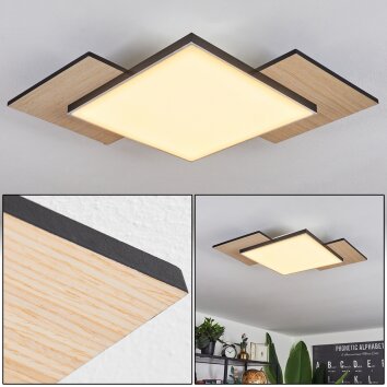 Barullu Lámpara de Techo LED Madera clara, Negro, Blanca, 1 luz