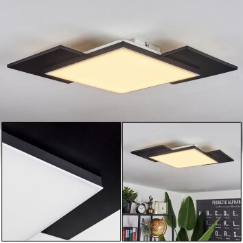 Barullu Lámpara de Techo LED Madera clara, Negro, Blanca, 1 luz