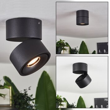 Laonsana Lámpara de Techo LED Negro, 1 luz