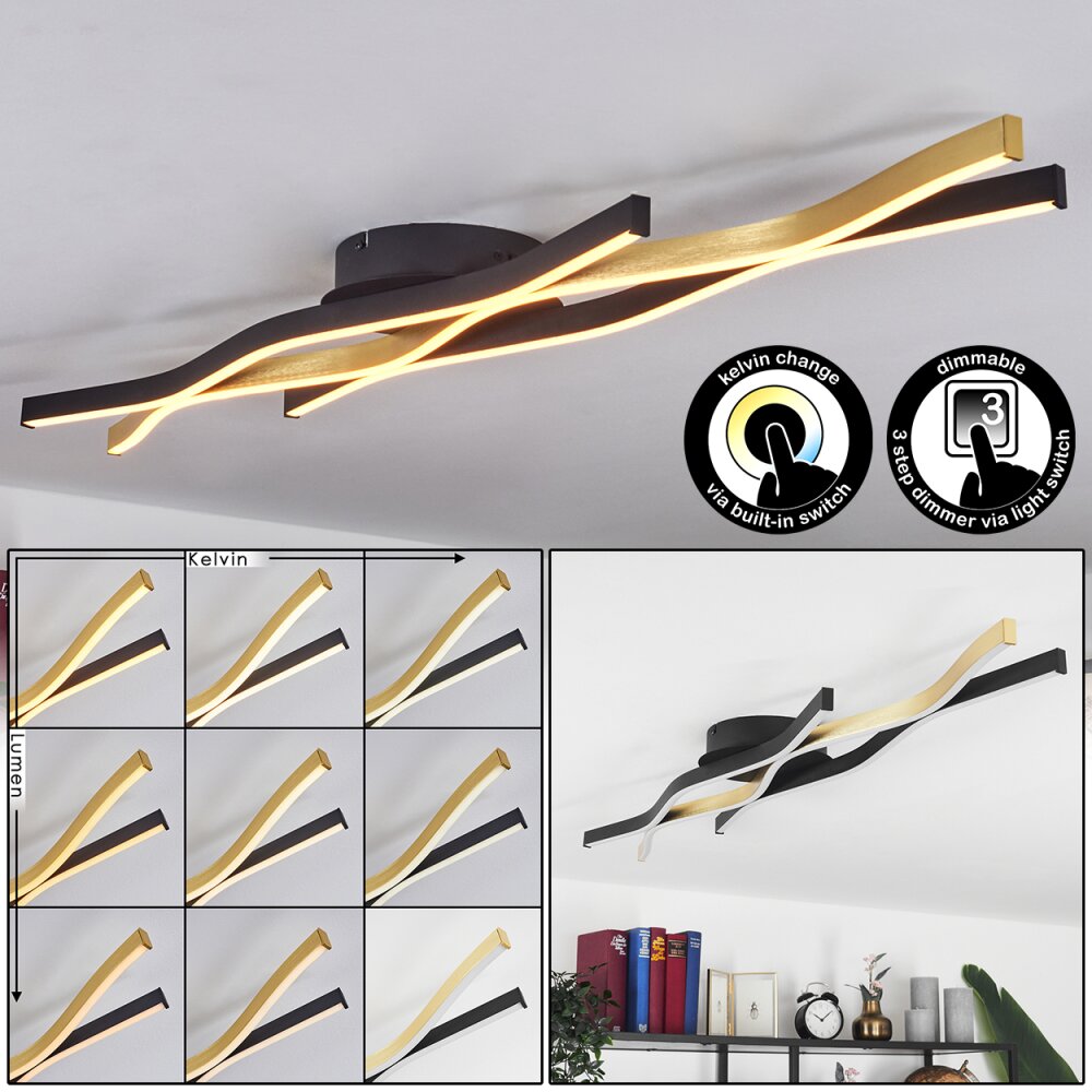 Serlande Lámpara de Techo LED dorado, Negro, 1 luz main product photo