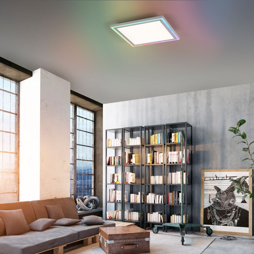 Leuchten-Direkt EDGING Lámpara de Techo LED Blanca, 1 luz, Mando a distancia main product photo