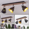 Safari Lámpara de Techo Cromo, Madera oscura, Negro, 3 luces