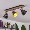 Safari Lámpara de Techo Cromo, Madera oscura, Negro, 3 luces