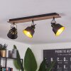 Safari Lámpara de Techo Cromo, Madera oscura, Negro, 3 luces