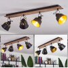 Safari Lámpara de Techo Cromo, Madera oscura, Negro, 4 luces