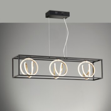 Fischer & Honsel Gisi Lámpara Colgante LED Negro, 3 luces, Mando a distancia