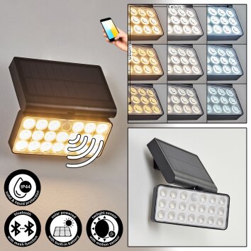 Estampes Luminaria de pared solar LED Antracita, 1 luz, Sensor de movimiento