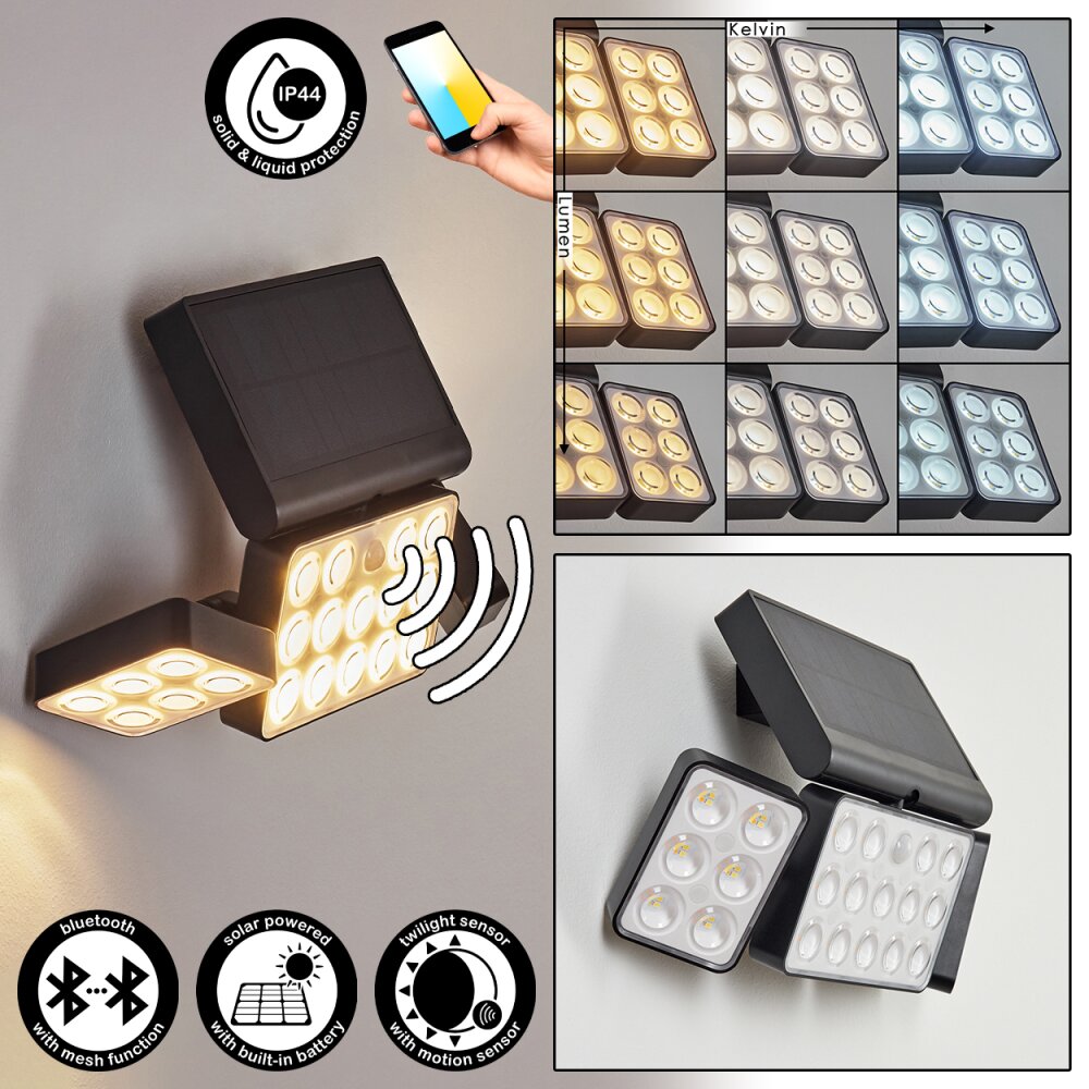 Estampes Luminaria de pared solar LED Antracita, 1 luz, Sensor de movimiento main product photo
