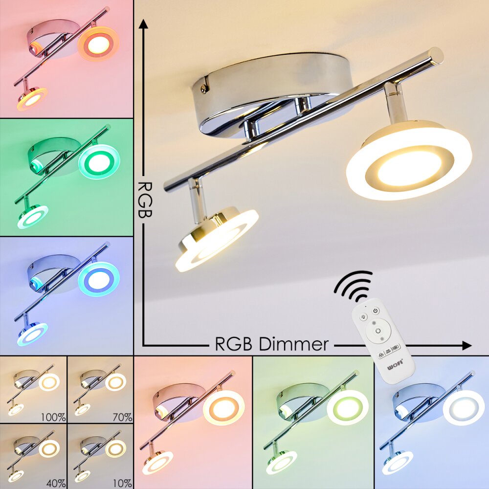 Lucy Foco de techo LED Cromo, 2 luces, Mando a distancia, Cambia de color main product photo