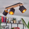 Alsen Lámpara de Techo Madera oscura, Negro, 3 luces