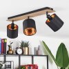 Alsen Lámpara de Techo Madera oscura, Negro, 3 luces