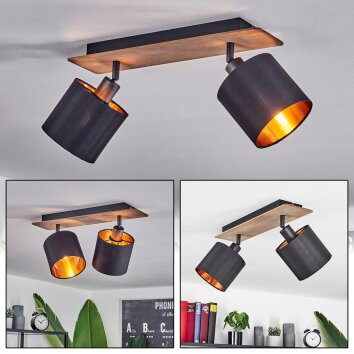 Alsen Lámpara de Techo Madera oscura, Negro, 2 luces