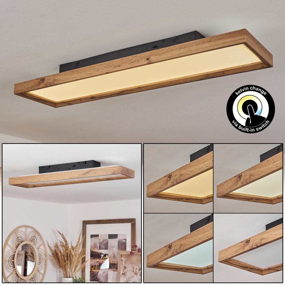 Longvic Lámpara de Techo LED Marrón, Color madera, Negro, 1 luz main product photo