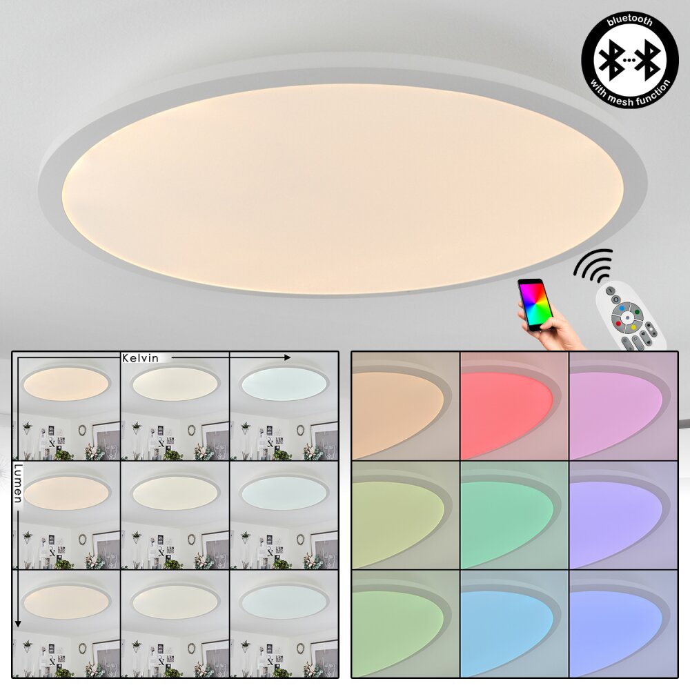 Sani Lámpara de Techo LED Blanca, 1 luz, Mando a distancia, Cambia de color main product photo