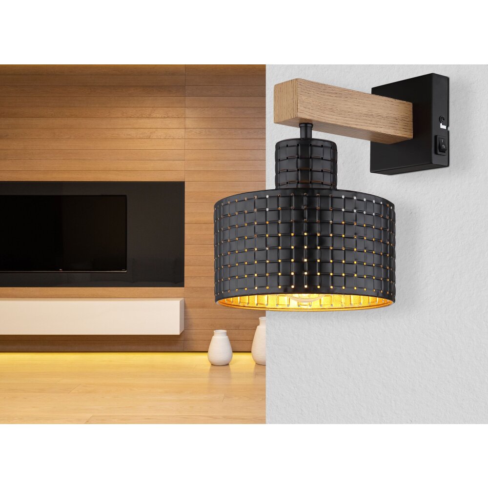 Globo RIELLY Aplique Color madera, Negro, 1 luz main product photo