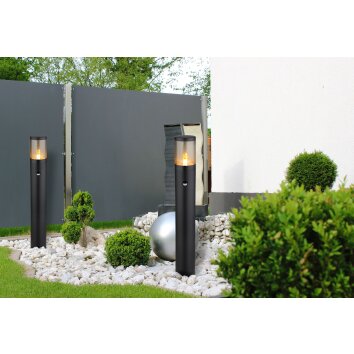 Globo XELOO Poste de Jardín Negro, 1 luz, Sensor de movimiento