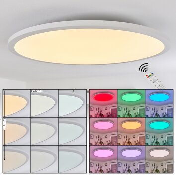 Montalba Lámpara de Techo LED Blanca, 1 luz, Mando a distancia, Cambia de color