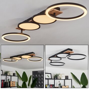 Avelal Lámpara de Techo LED Marrón, Color madera, Negro, 1 luz