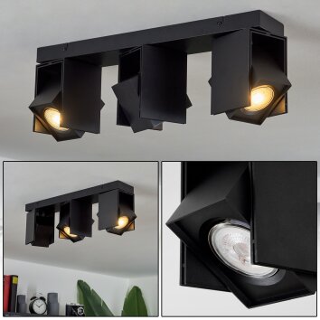 Prassinet Lámpara de Techo Negro, 3 luces