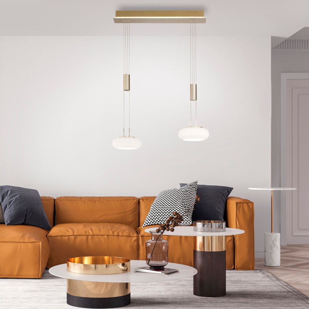 Paul Neuhaus Q-ETIENNE Lámpara Colgante LED Latón, 2 luces, Mando a distancia main product photo