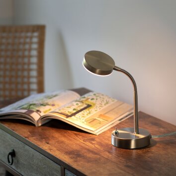 Leuchten-Direkt HENSKEN Lámpara de mesa LED Acero bruñido, 1 luz