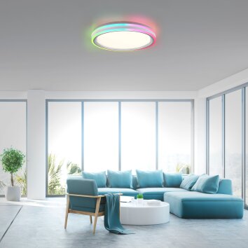 Leuchten-Direkt SPHERIC Lámpara de Techo LED Blanca, 2 luces, Mando a distancia, Cambia de color