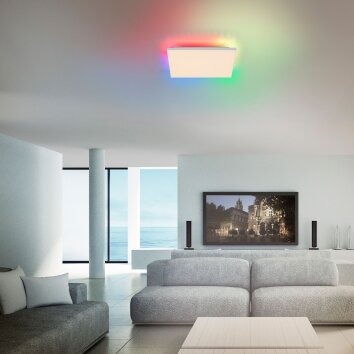 Leuchten-Direkt CONRAD Lámpara de Techo LED Blanca, 2 luces, Mando a distancia, Cambia de color