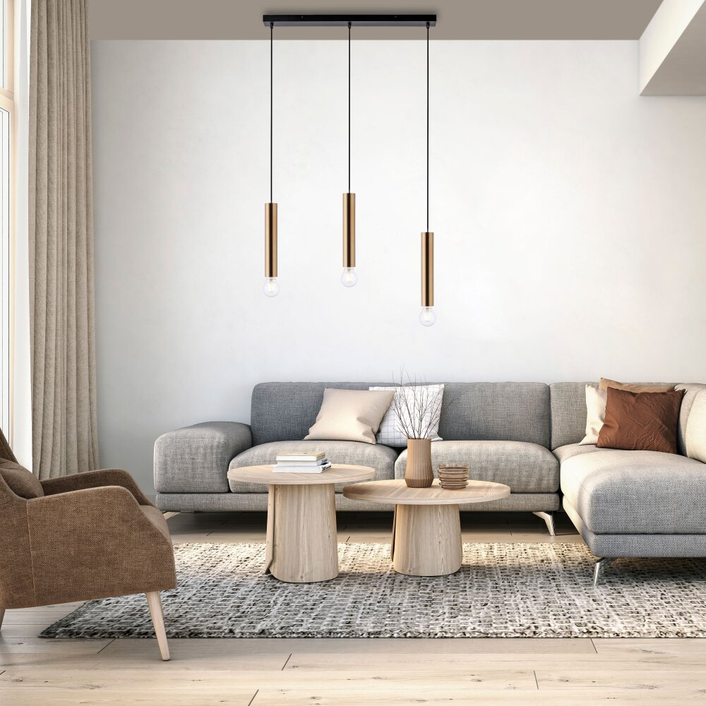 Leuchten-Direkt BRUNA Lámpara Colgante Negro, 3 luces main product photo
