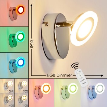 Lucy Aplique LED Cromo, 1 luz, Mando a distancia, Cambia de color