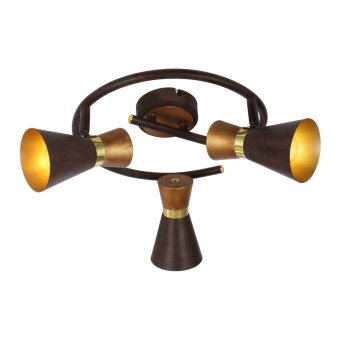 Globo Lámpara de Techo dorado, 3 luces