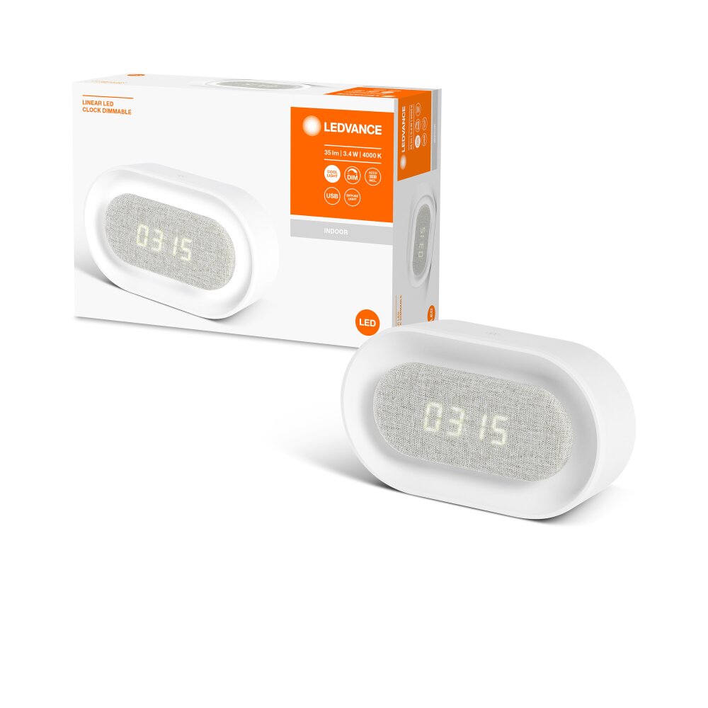 LEDVANCE LINEAR LED CLOCK Reloj de mesa Blanca, 1 luz main product photo