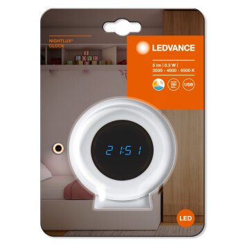 Ledvance NIGHTLUX CLOCK Reloj de mesa Blanca, 1 luz