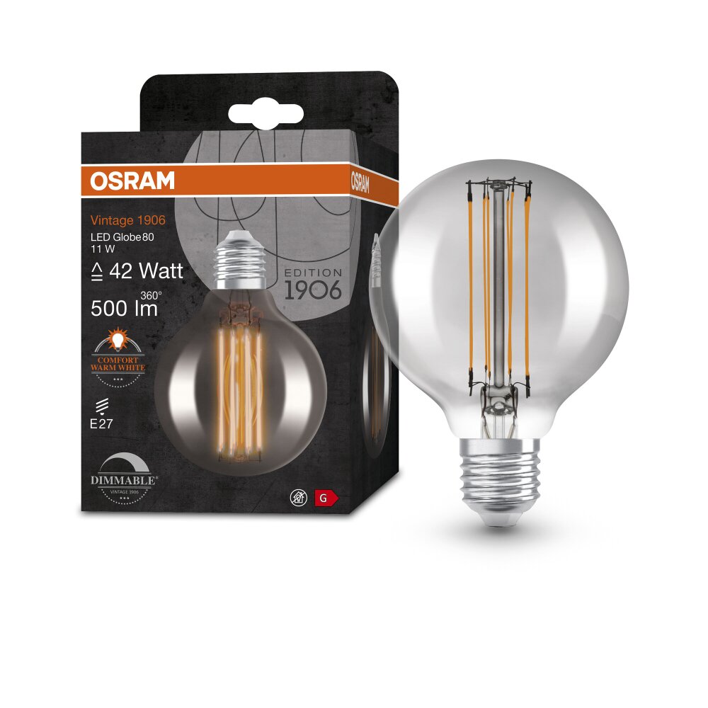 OSRAM Vintage 1906® LED E27 11 W 1800 Kelvin 500 Lumen main product photo