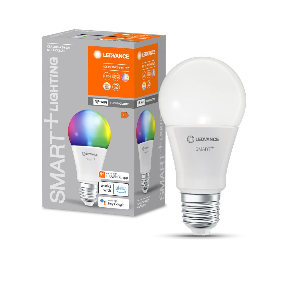 LEDVANCE SMART+ WiFi LED E27 9 W 2700-6500 Kelvin 806 Lumen main product photo
