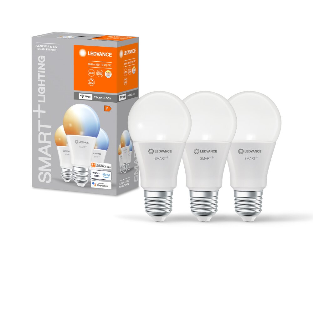 LEDVANCE SMART+ WiFi Juego de 3 LED E27 9 watt 2700-6500 Kelvin 806 lúmenes main product photo