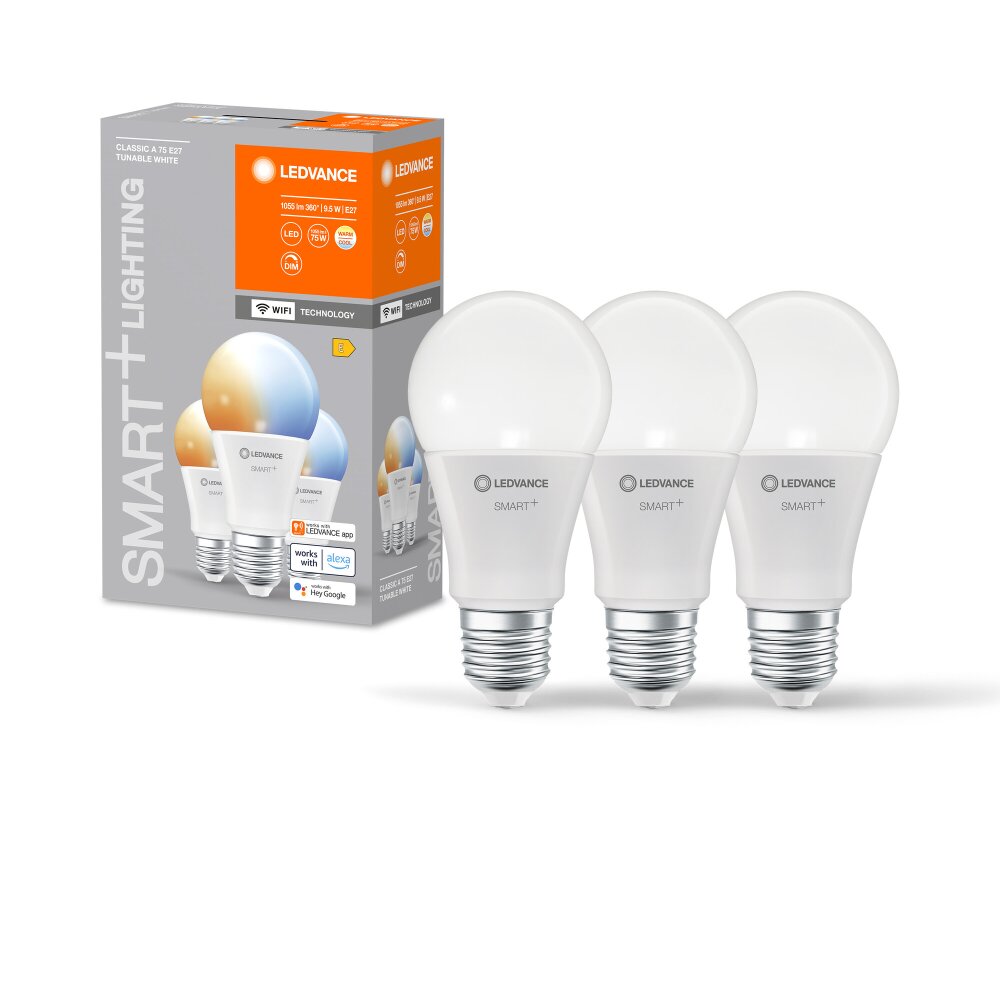 LEDVANCE SMART+ WiFi kit de 3 LED E27 9,5 watt 2700-6500 Kelvin 1055 lúmenes main product photo