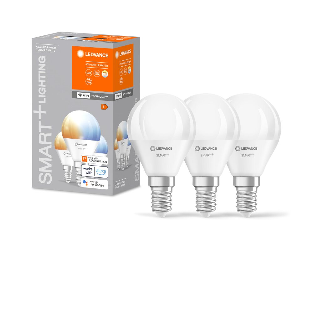 LEDVANCE SMART+ WiFi Juego de 3 LED E14 4,9 watt 2700-6500 Kelvin 470 lumen main product photo