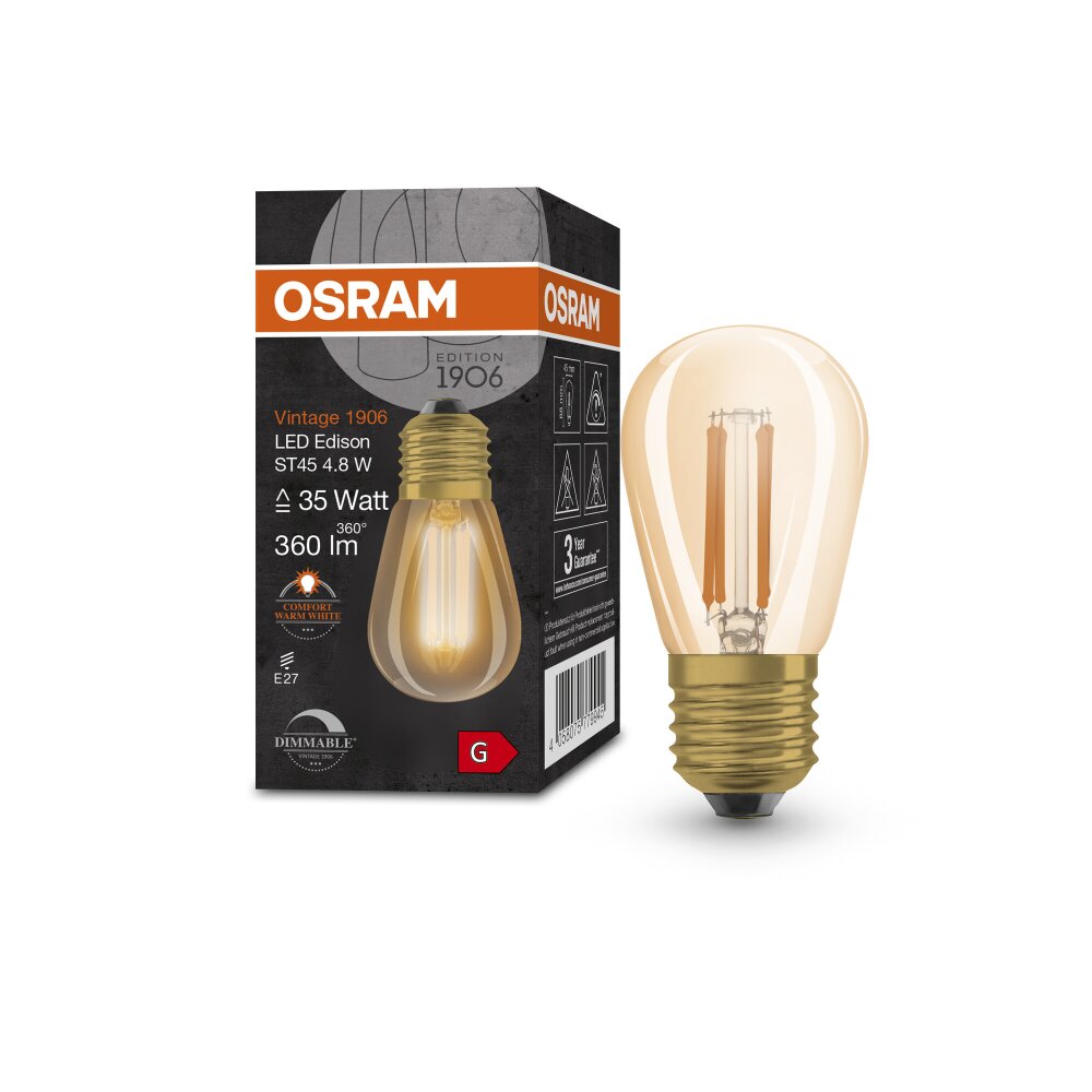 OSRAM Vintage 1906 LED E27 4,8 W 2200 Kelvin 360 Lumen main product photo