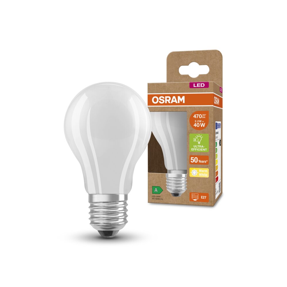 OSRAM LED E27 2,2 W 3000 Kelvin 470 Lumen main product photo